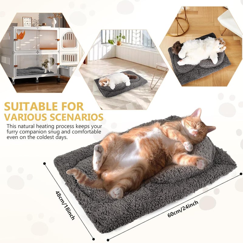 TailTastic Self Warming Cat Bed Mat with U-Shaped Pillow -24"x18" Soft Thickened Thermal Cat Bed, Machine Washable Heat Retention Pad for Indoor Cats - Image 5